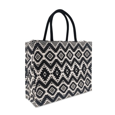 Unisex Geometric Printed Structured Handheld Bag